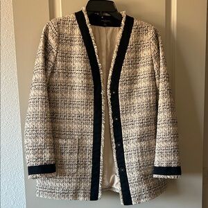 Ann Taylor Cream and Black Tweed Blazer